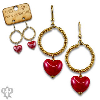 Iridescent heart charm earring