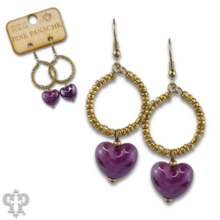 Iridescent heart charm earring