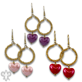 Iridescent heart charm earring