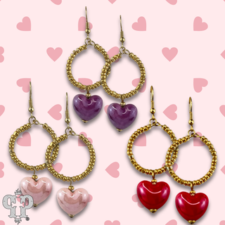 Iridescent heart charm earring