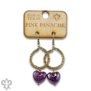 Iridescent heart charm earring
