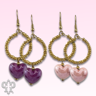 Iridescent heart charm earring