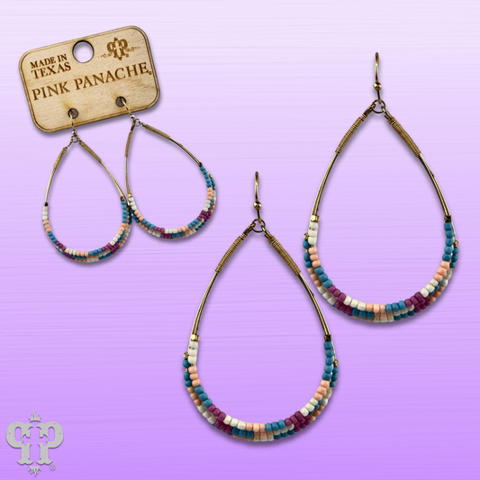Multi-color bead teardrop earring, last call