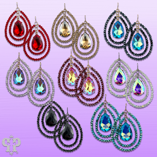 Double teardrop earring with large center pear drop, last call
