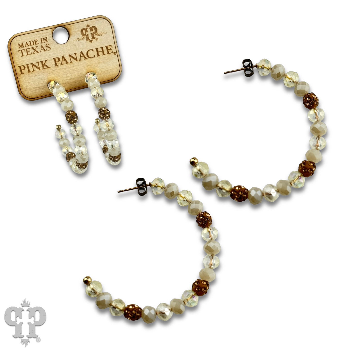 Faceted bead hoop earring, last call