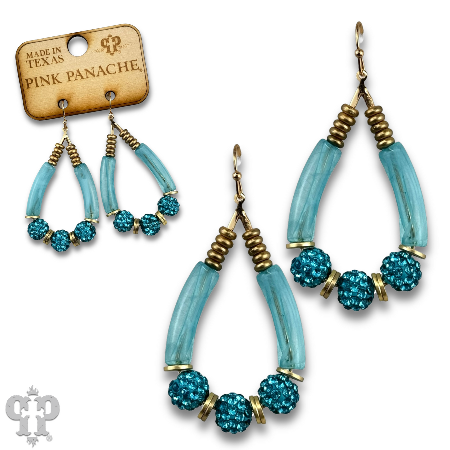 Bamboo tube and pave rhinestone earring, last call
