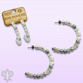 Faceted bead hoop earring