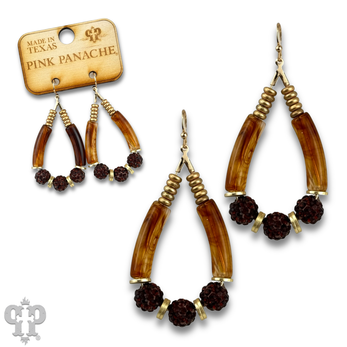 Bamboo tube and pave rhinestone earring, last call