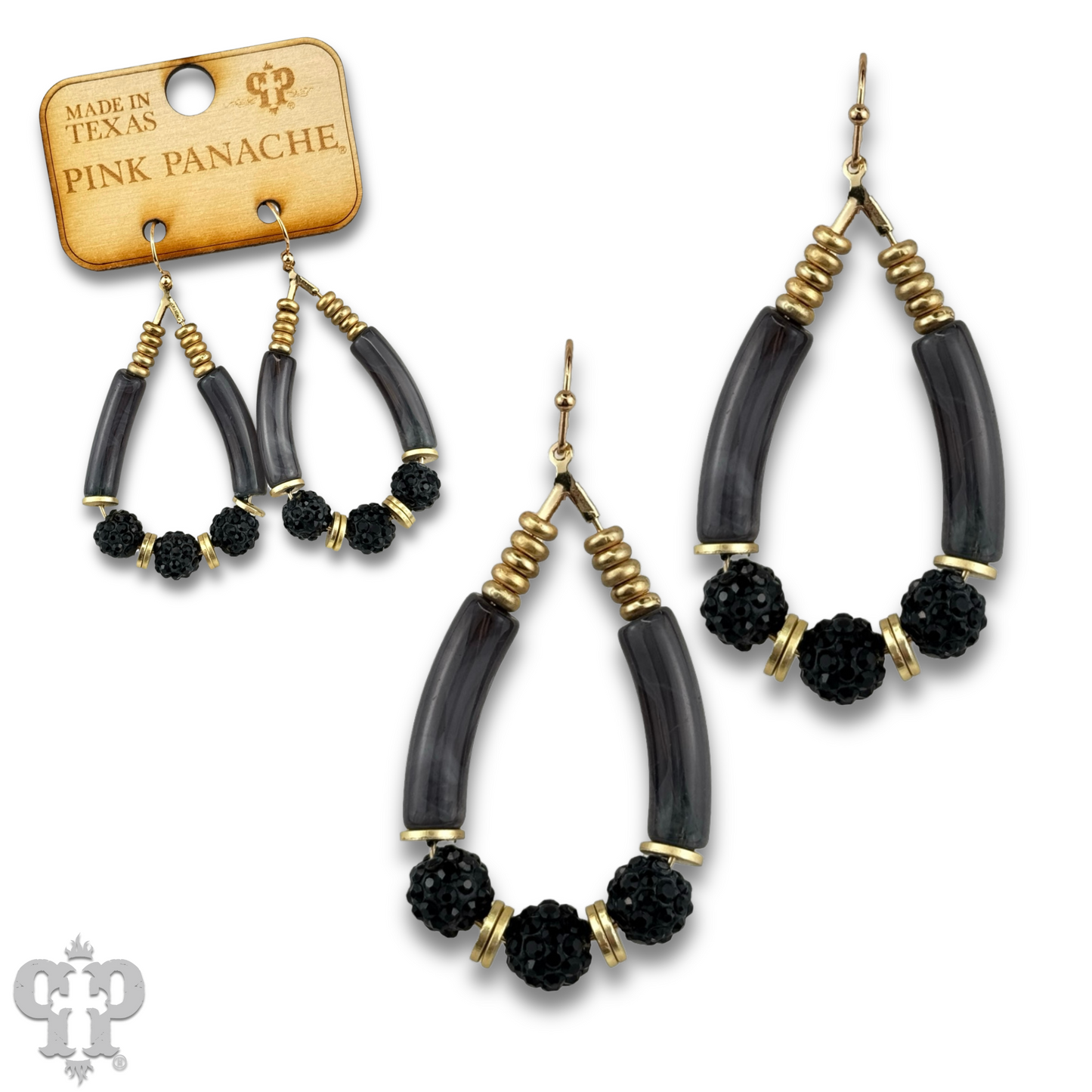 Bamboo tube and pave rhinestone earring, last call