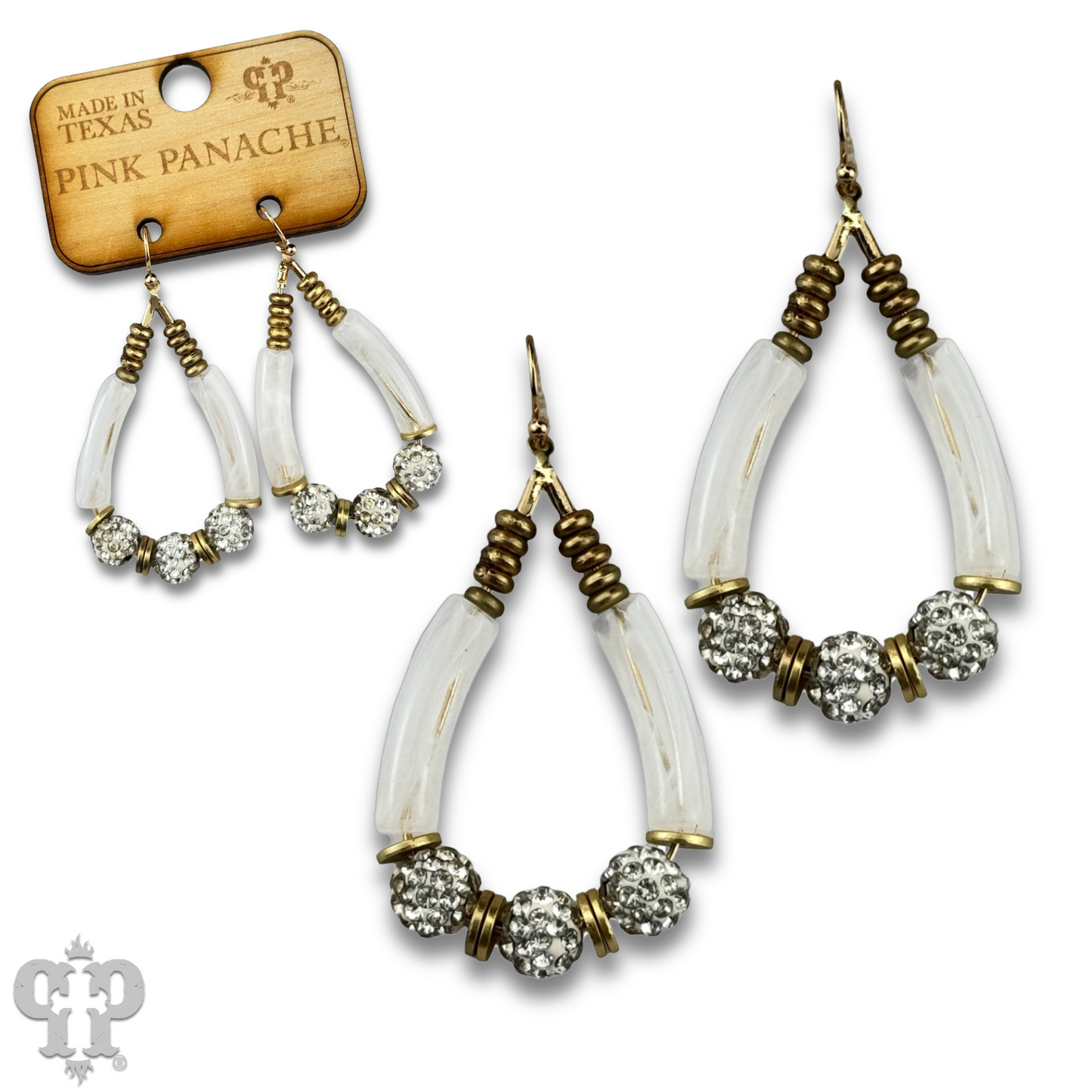 Bamboo tube and pave rhinestone earring, last call