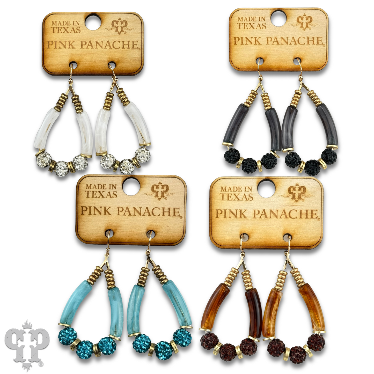 Bamboo tube and pave rhinestone earring, last call