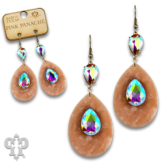 Acrylic and rhinestone teardrop earring, last call