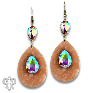 Acrylic and rhinestone teardrop earring, last call