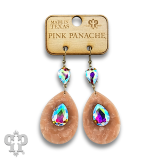 Acrylic and rhinestone teardrop earring, last call