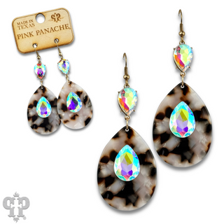 Acrylic and rhinestone teardrop earring, last call