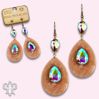 Acrylic and rhinestone teardrop earring, last call