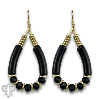 Bamboo tube and faceted bead earring, last call