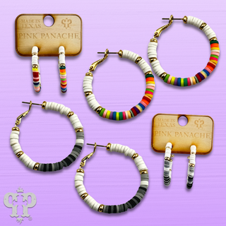 Rubber disc bead hoop earring