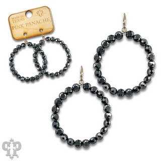 Faceted coin bead circle earring