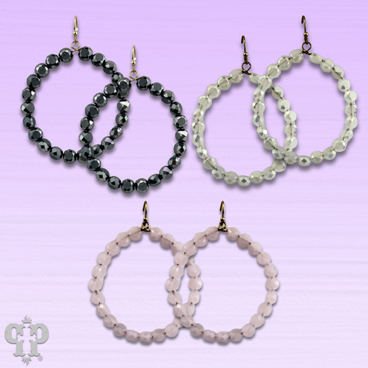 Faceted coin bead circle earring, last call