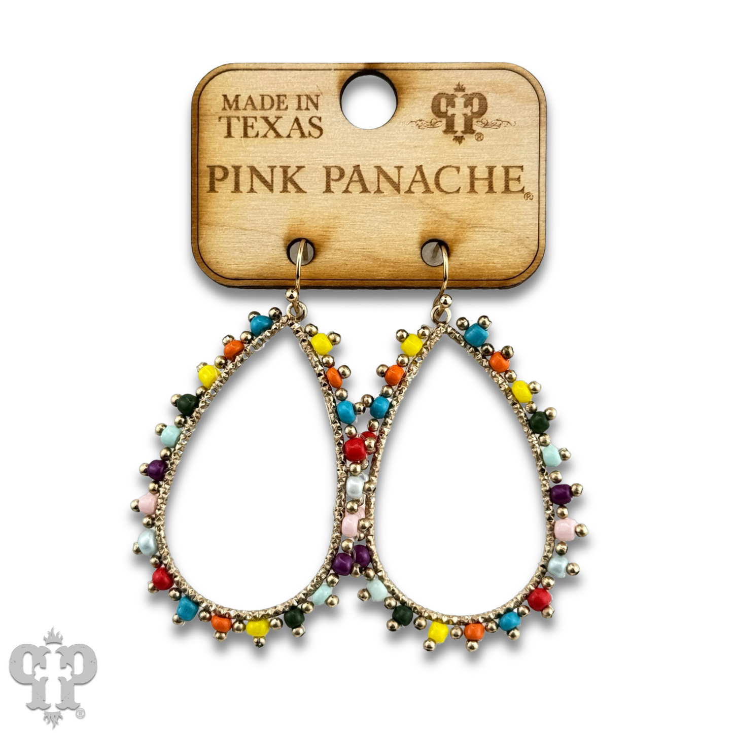 Multi-color bead wrapped teardroop earring, last call