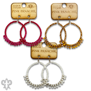 Faceted bead fringe circle shape earring