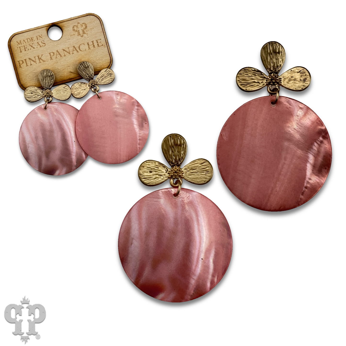 Pink shell disc earring, last call