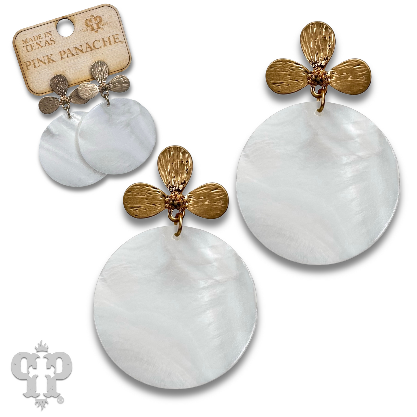 Pink shell disc earring, last call