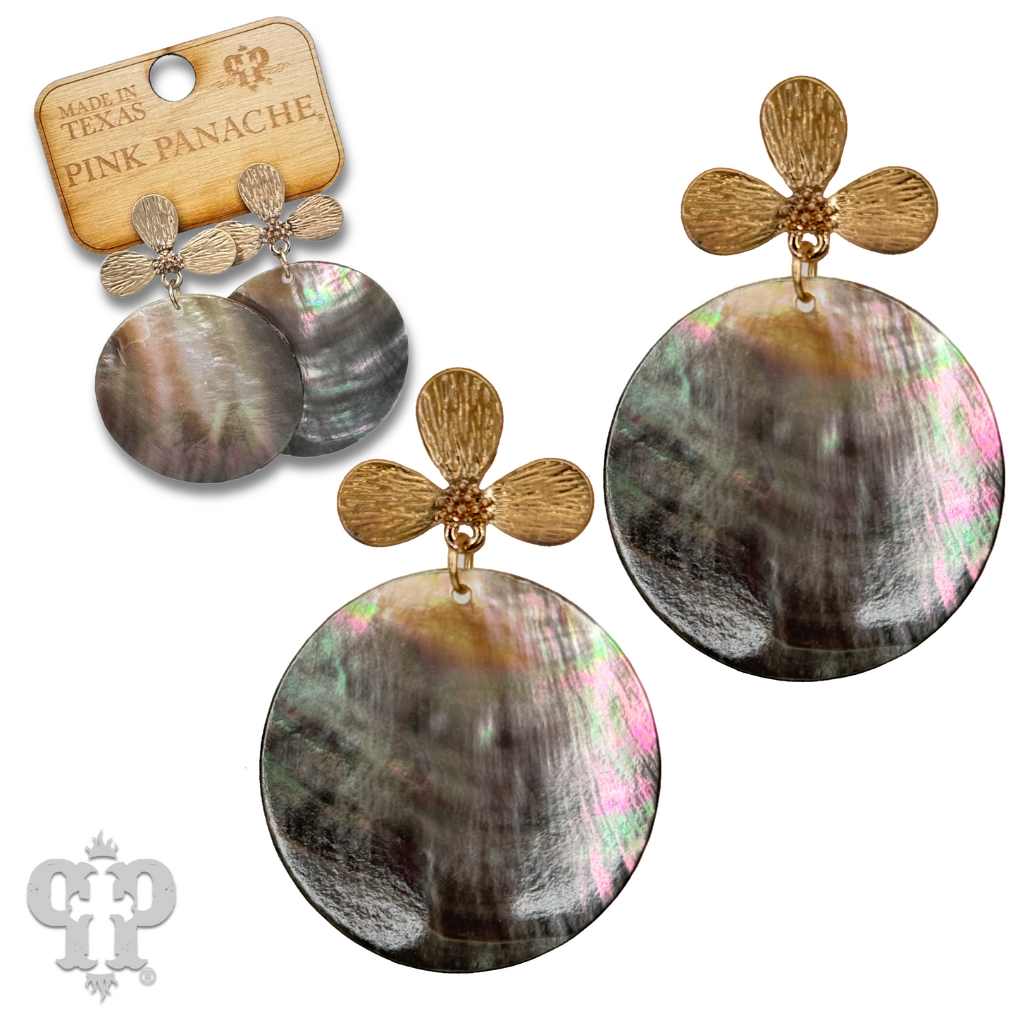 Pink shell disc earring, last call