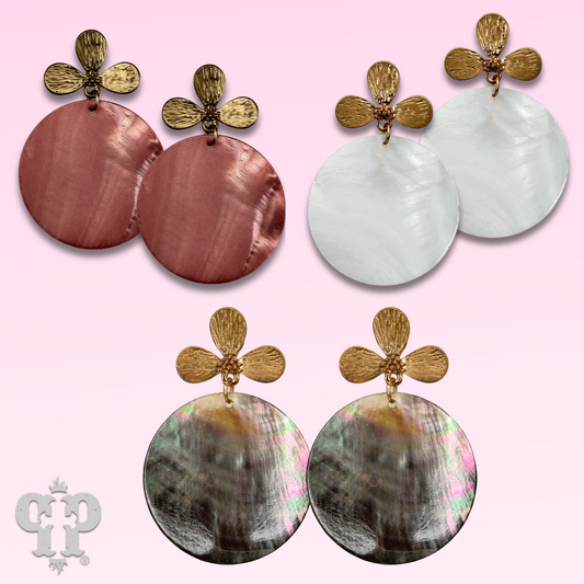 Pink shell disc earring, last call