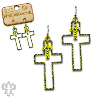 Double rhinestone cross earring