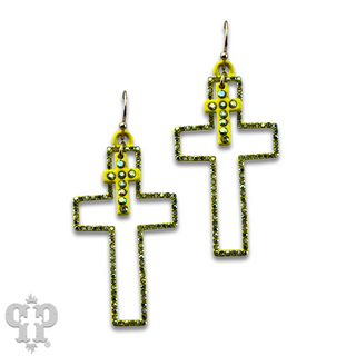 Double rhinestone cross earring