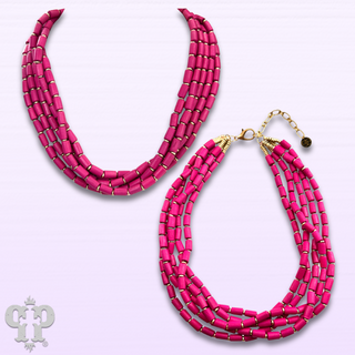 Wood tube shape bead layered necklace, last call