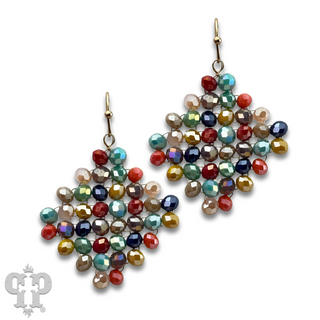 Faceted bead diamond shape earring with Austrian crystal