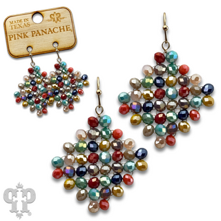 Faceted bead diamond shape earring with Austrian crystal