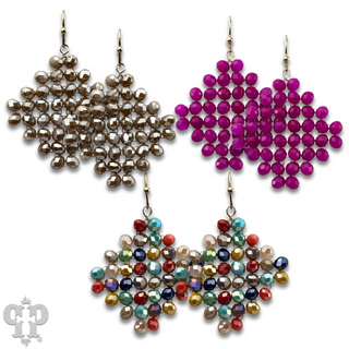 Faceted bead diamond shape earring with Austrian crystal