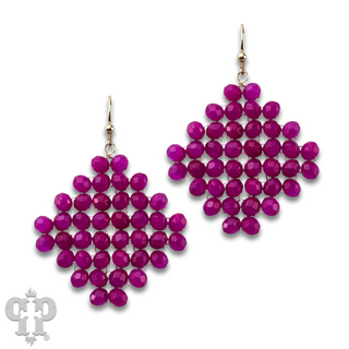 Faceted bead diamond shape earring with Austrian crystal