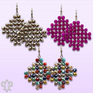 Faceted bead diamond shape earring with Austrian crystal