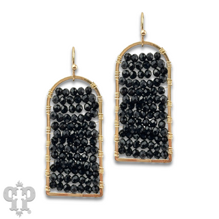 Seed bead arch frame earring with Austrian crystal