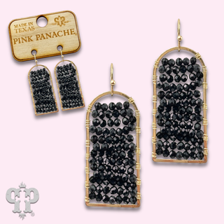 Seed bead arch frame earring with Austrian crystal