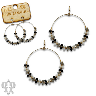 Seed bead wrapped circle earring