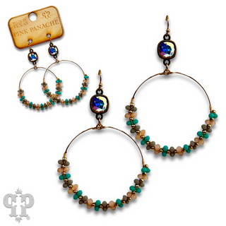 Seed bead wrapped circle earring