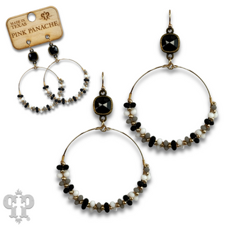 Seed bead wrapped circle earring