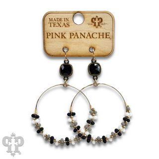Seed bead wrapped circle earring