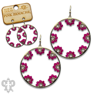 Flower bead and circle earring with Austrian crystal