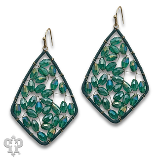 Bicone bead woven diamond teardrop earring, last call