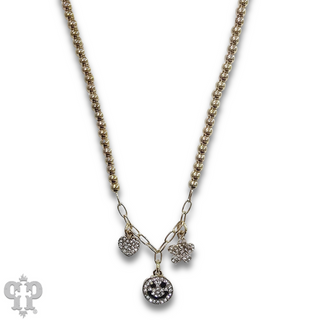 Rhinestone happy charm chain necklace, last call