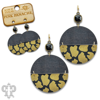 Linked animal print circle earring with Austrian crystal