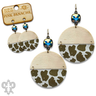 Linked animal print circle earring with Austrian crystal