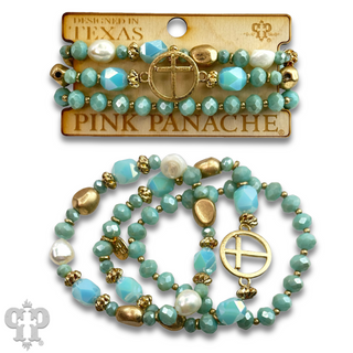 Cross feature crystal bracelet set, last call